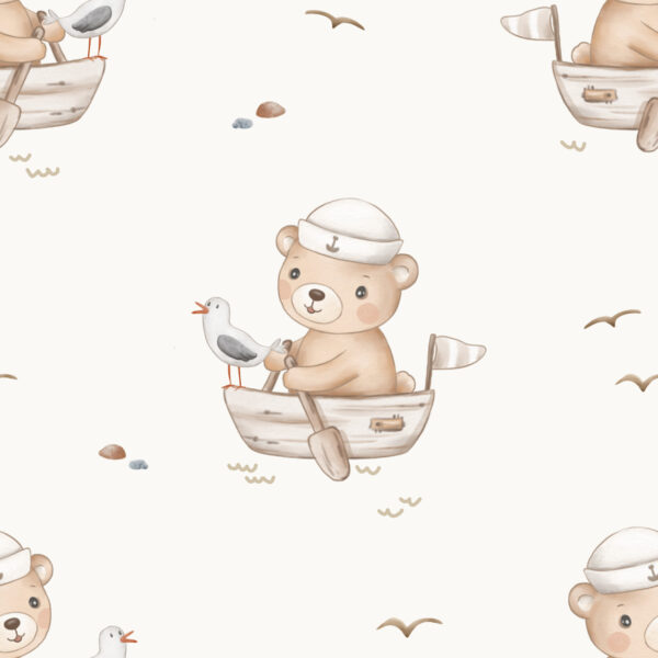 Bear on Boat Offwhite