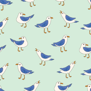 Seagulls in Tealish Green