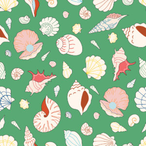 Seashells in Dark Pastel Green