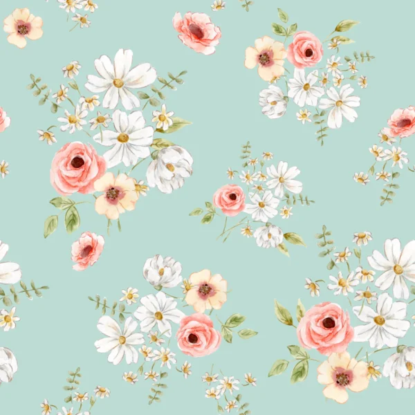 Floral Cosmos Turquoise