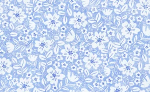 Folk Floral Block Print in Periwinkle Blue