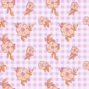 Garden Roses Lilac Gingham