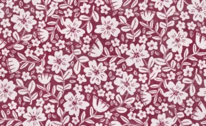 Folk Floral Block Print in Burgundy Red