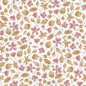 Autumn Leaves OldPink Flowers OffWhite