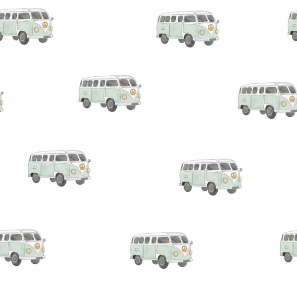 Van Cars Blue - Jersey230gsm - Per Half Meter