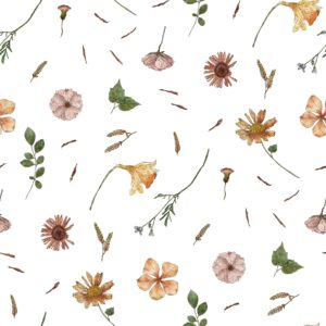 Watercolor Flowers White