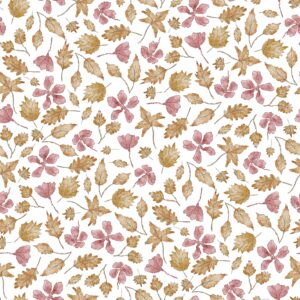 Autumn Leaves OldPink Flowers White