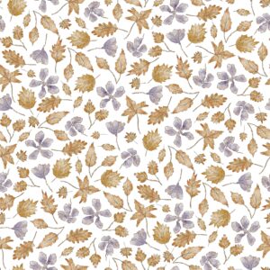 Autumn Leaves Purple Flowers White