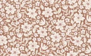 Folk Floral Block Print in Mocha Mousse