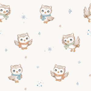 Owls in Winter Offwhite